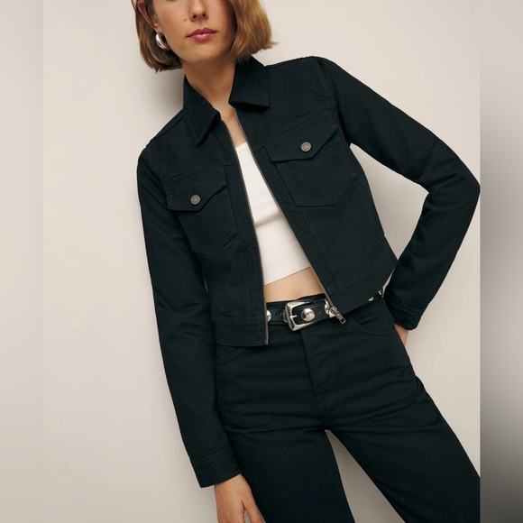 Reformation Romy Denim Jacket Black L - Picture 3 of 4